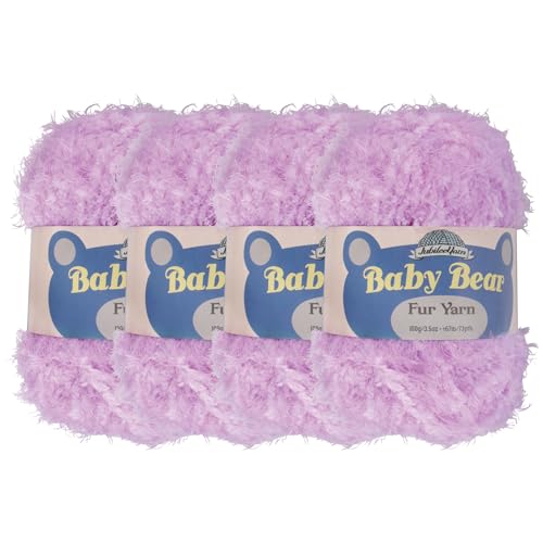 JubileeYarn Baby Bear Yarn - Chunky Weight Polyester Fur - 100g/Skein - Lavender - 4 Skeins, 06 Lavender