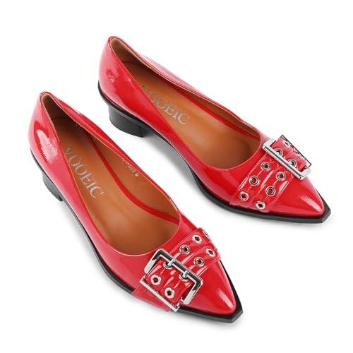 Women's Chunky Low Block Heels Mary Jane Closed Toe Work Pumps, Comfortable Pointed Toe Dress Wedding Shoes,Women's Loafers Leather Penny Loafers Fashion Low Heel Dressy Shoes