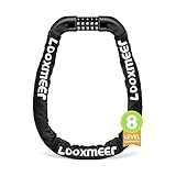 Looxmeer Fahrradschloss, Hohe Sicherheitsstufe 8, Zahlenschloss Fahrrad 90cm, Stark Fahrrad Kettenschloss 7 mm, Zahlen Code Kombination Schloss für Motorrad Roller Tür Tor Zaun Grill, 12 Farben