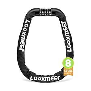 Looxmeer Fahrradschloss, Hohe Sicherheitsstufe 8, Zahlenschloss Fahrrad 90cm, Stark Fahrrad Kettenschloss 7 mm, Zahlen Code Kombination Schloss für Motorrad Roller Tür Tor Zaun Grill, 12 Farben