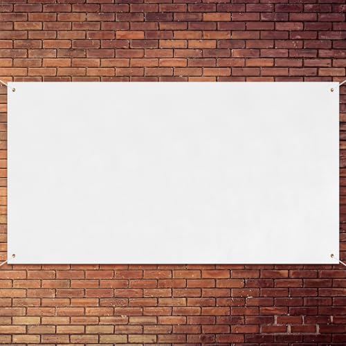 Image of Zonon Large Blank Banners And Signs Polyester Oxford Cloth Sublimation Banner To Decorate With Hanging Rope For Indoor Wall Outdoor Easy to Hang DIY Signs For Business Office (White,5 x 10 Feet)