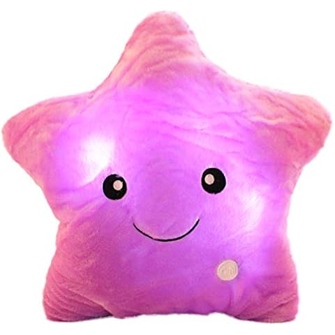 sofipal Twinkle Star Shaped Plush Pillow, Creative LED Night Light Glow Cushions Stuffed Toys Gifts for Kids, Decoration (Purple) Cover