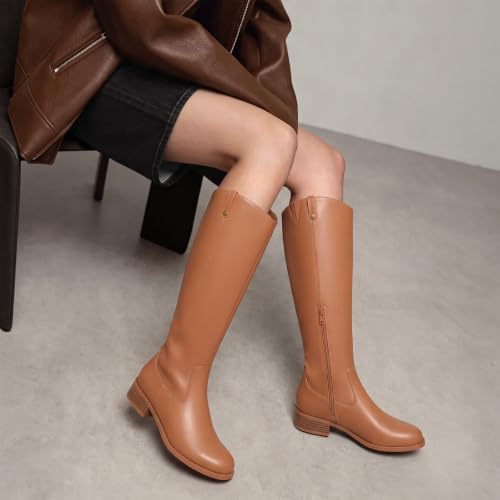 PIZZ ANNU Women's Belle Knee High Boots Chunky Tall Boots, Brown 8.5 by PIZZ ANNU - Used condition - Image 2