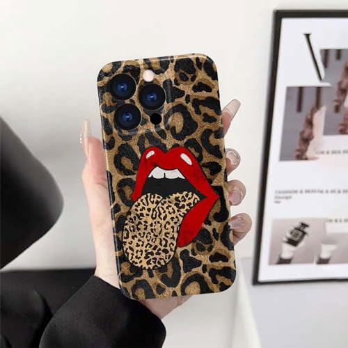 Coque iPhone 14 Pro Max Léopard Lèvres Vintage en silicone souple et fin SEized