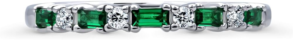 BERRICLE Sterling Silver Art Deco Rings Full/Half Eternity Ring for Women, Cubic Zirconia CZ, 1-2 Piece Set