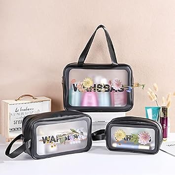 Amazon トイレタリーバッグ コスメポーチ トラベルポーチ 旅行用化粧ポーチ 洗面用具ポーチ 持ち運び 防水透明 Pvc 大容量 乾湿分離 2点セット Black Begasso メイクボックス 通販
