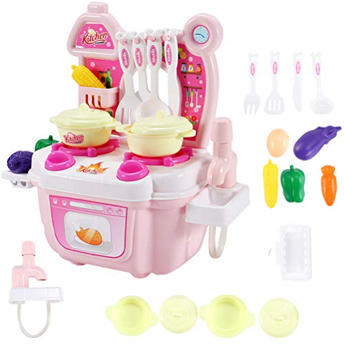 Preisvergleich Produktbild Toyvian Küchenspielzeug Set Kunststoff Mini Simulation Küche Spielhaus Kinder Rollenspiel Spielküche Zubehör (Rosa)