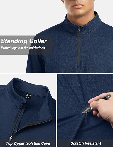 Image of TACVASEN Men's Sports Shirts 1 /4 Zip Long Sleeve Fleece Lined Running Workout Pullover Tops Sweatshirt