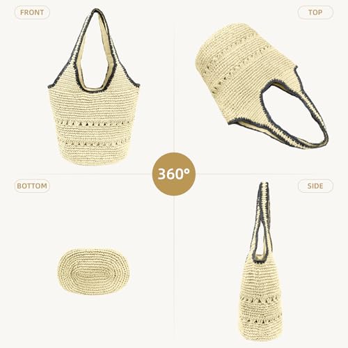 Image of Crescent Straw Shoulder Handbag for Women Summer Beach Tote Raffia Woven Purse Hobo Underarm Bag 2026