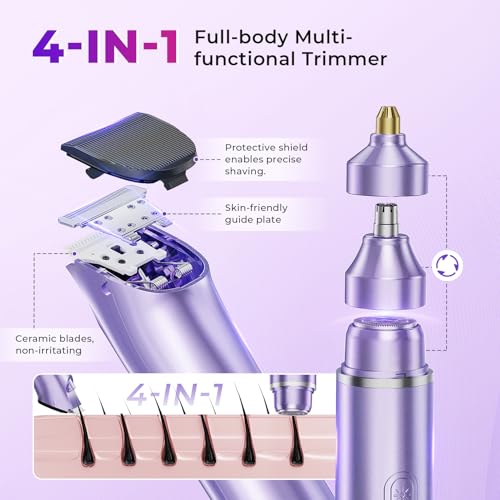 4-in-1 Women's Electric Bikini Trimmer & Shaver w/ Dual Head (Purple) - image 3