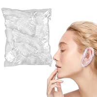 SIRLOMU 100 Stück wasserdichte Kunststoff-Ohrenschützer zum Haarefärben, Duschen, Baden, für Zuhause und den Friseursalon (klar)