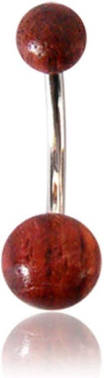 Earth Accessories Organic Wood Belly Button Ring Piercing for Women - Navel Belly Button Rings with Surgical Steel