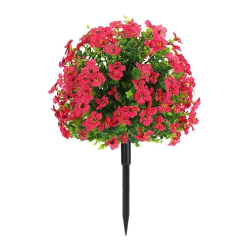 EasyByMall Fleurs artificielles violettes avec piquets, décoration de jardin en plastique résistant aux intempéries pour aménagement paysager intérieur et extérieur, plantes artificielles sans