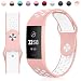Produktbild TesRank für Fitbit Charge 3 Armband, Verstellbares Zubehör Uhrenarmband mit Weiches Silikon Material, Ersatzarmband für Fitbit Charge 3, Rosa Weiß, Groß
