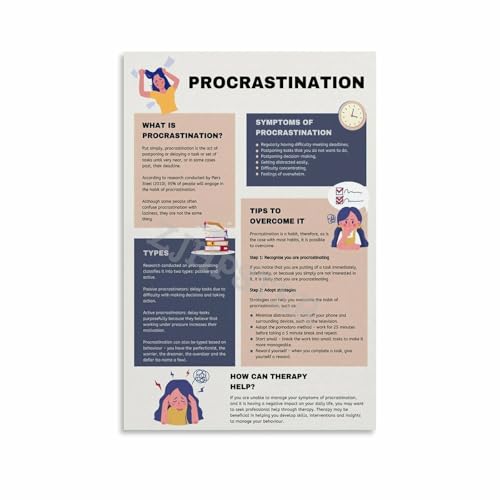 Procrastination Solutions Educational Poster Office Motivation Wall Art Canvas Painting