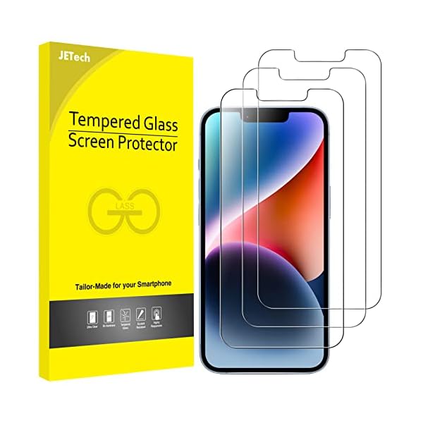 JETech Protector de Pantalla para iPhone 14 6,1 Pulgadas, Cristal Vidrio Templado, 3 Unidades