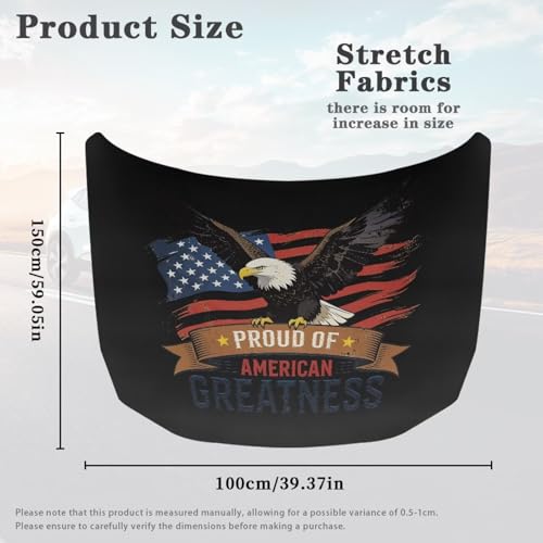 Image of Vehicle Engine Hood Cover Wrap Elastic Dustproof Eagle and American Flag Auto Front Hood Cover Protector Cloth Car Accessories Universal Fit for Van Sedan Trucks
