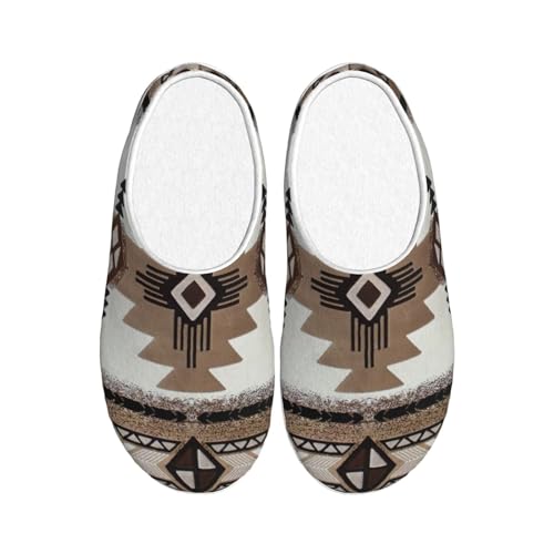 Chaussons en peluche d'hiver EdWal : élégance amérindienne et semelle antidérapante noir 39