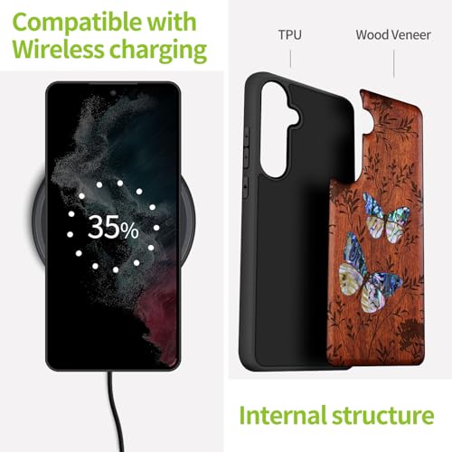 Coque Galaxy S23 FE en bois gravé et nacre de luxe Carveit