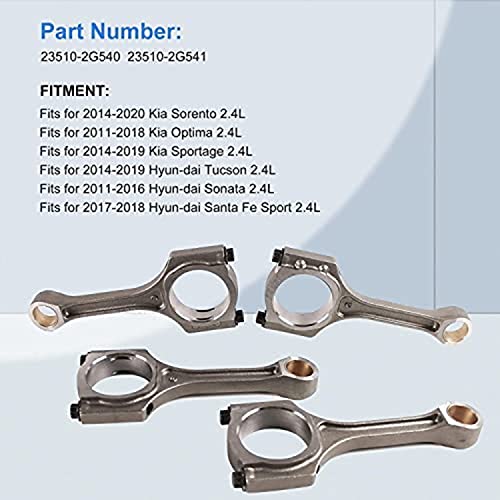 Daysyore Piston & Connecting Rod Kit 23040-2G500 23510-2G540 Fits For 2011-2013 Hyundai Sonata For Kia Sorento Optima 2.4L Engine Aftermarket Parts, With 3 Month Warranty #TOP2
