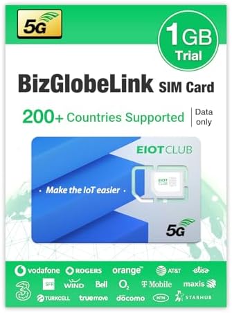EIOTCLUB SIM prepago BizGlobeLink Internacional 5 GB 30 días 200 países Datos 5G/4G LTE Contrato Recargable teléfono Router