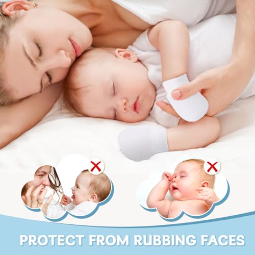 Cotton Baby Hats and Mittens Set Unisex, Toddler No Scratch Mittens and Beanie Cap Infant Newborn Hospital Hat4