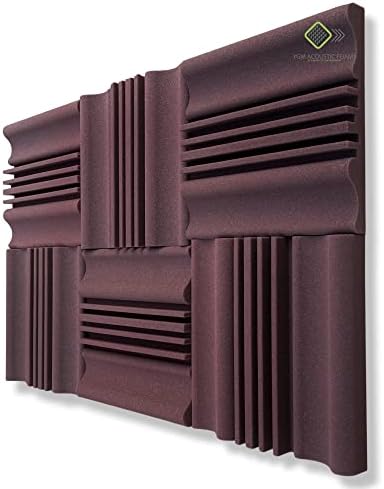YGM Acoustic Foams® Wave Diffuser Premium Studio Absorption Foam Wall Panel - PACK of 6, Brown Coffee, 12'' X 12'' X 2'' Broadband Sound Absorber - Periodic Groove Structure (Pack Of 6 (Coffee Brown))