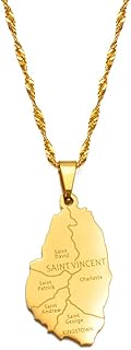 Map Pendant Necklace - Vincent Map Necklace for Men and Women, Saint Vincent Map Necklace with City Name Sweater Clavicle Chain Personalization Souvenir Gift for Friend, Ethnic Symbol Neckwear Pendant