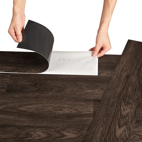neu.holz Bodenbelag Selbstklebend ca. 1 m² 'Dark Wood Wenge' Vinyl Laminat 7 rutschfeste Dekor-Dielen für Fußbodenheizung