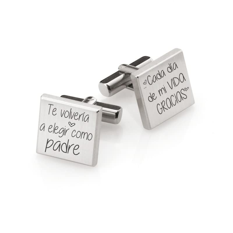 Gemelos regalos papa en tu boda, te volveria a elegir cada día de mi vida, regalo boda papa, detalle para padres en un enlace, acero inoxidable y titaneo