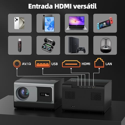 Image of Bettdow Projector 4k 8k 24000 Lumens Hd 1080P Compatible Full Of Android 12, Smart Projectors 700 ANSI WiFi6 BT4.2, Auto Correction, Electronic Focus Projector