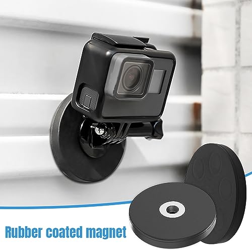 mizikuu Neodym Magnete Gummiert, 4 Stück Haftkraft Magnetsysteme mit Gummimantelm Ø 43mm mit M6 Innengewinde, Haftkraft Bis 20 kg Extra Starke Magnete für Schrauben Öse Oder Haken