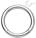 14G 12mm (1/2 Inch) Surgical Steel Hinged Easy Use Hassle Free Segment Hoop Body Piercing Ring
