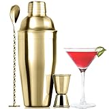 Large 24 oz Stainless Steel Cocktail Shaker Set - Mixed Drink Shaker - Martini Shaker Set with Built in Strainer, Double Sided Jigger & Combo Muddler Mixing Spoon - Pro Margarita Shaker - by Zulay