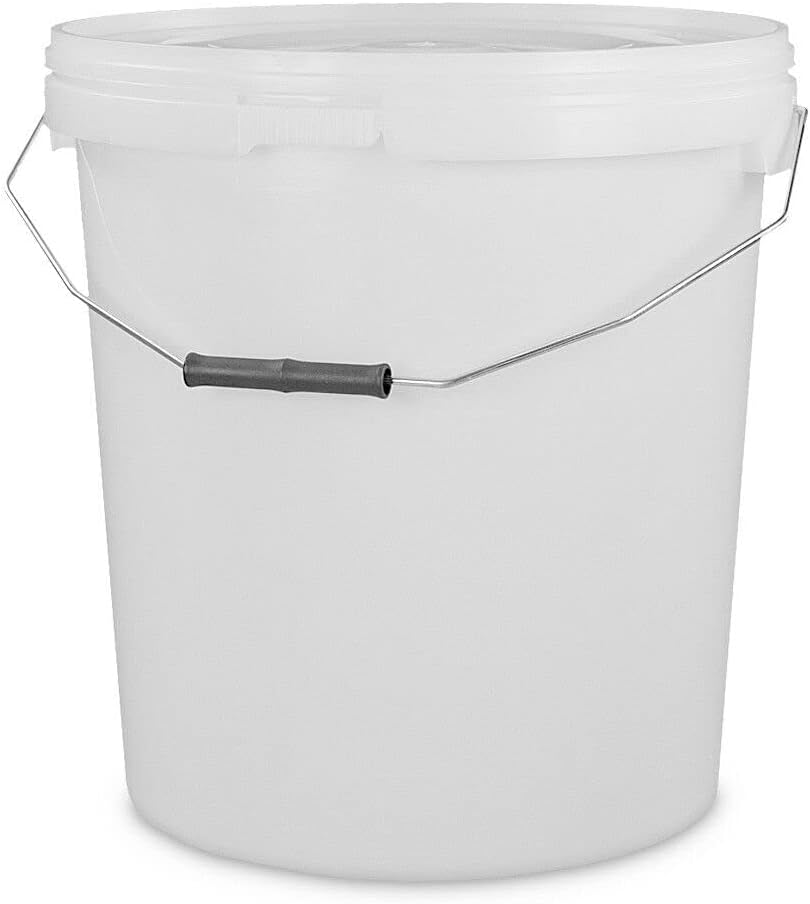 20 Litre Plastic Bucket with LID and Metal Handle, Hard Wearing Bucket