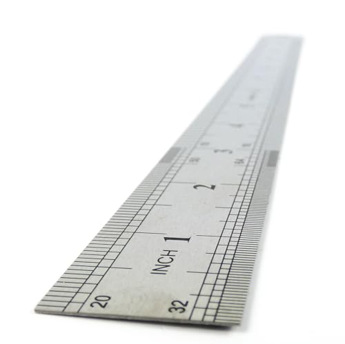 DAUMKINO Edelstahl Lineal – 30 cm – Metalllineal mit Millimeter- & Inch-Skalierung – Einzellängen oder Set – Schule, Büro & Werkstatt (Metall, 30 cm)