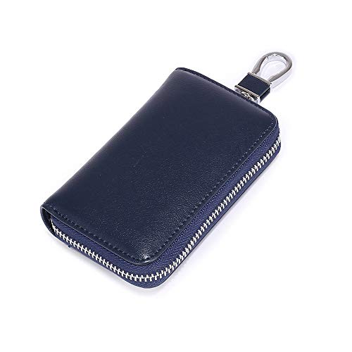 Genuine Leather Key Holder Bag With 4 Card Slot & 6 Hooks & 1 Access Card,Key Case Car Key Holder Wallet For Men Women (Royal Blue Plus) #TOP9