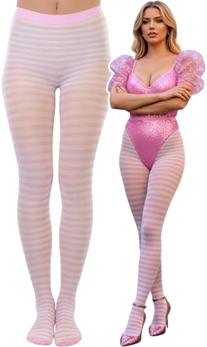 Image of ToBeInStyle Women's Thin Horizontal Stripe Opaque Tights Pantyhose - Regular or Plus