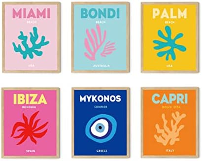 TwoDays Preppy Room Décor Aesthetic, Preppy Wall Decor, Preppy Travel Prints, Preppy Stuff, Preppy Things, Preppy Posters for Teen Girl Room (8" x 10"，Set of 6, UNFRAMED)