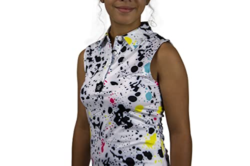 Girls Polo Shirt Perfomance Quick Dry Sleeveless Tennis Shirts Fashion Print Athletic Golf Polo2