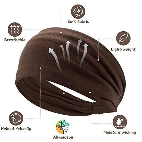 Miniatura 3 de S&N Remille Diadema ancha bohemia, banda grande para el pelo para mujer, diadema elástica antideslizante para torsión, accesorios para deportes,