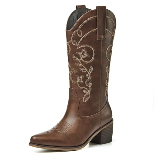 Image of Cowboy Boots for Women, Pointed Toe Chunky Heel | All-day walking comfort design, versatile for daily outfits, country music festivals and western style occasions