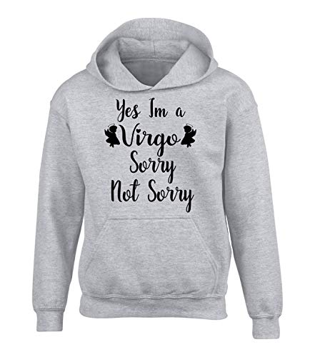 Sweat à capuche enfant gris 7-8 ans vêtement astrologie Vierge unisexe