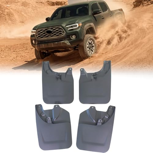 Image of Set of 4 Pcs Mud Flaps Splash Guards Fit for Toyota Tacoma 2022 2023 Mudguards Mudflaps No Drilling Required Mud Splash Guards Front and Rear (Not fit for SR & SR5 & Without Fender Flares Model)
