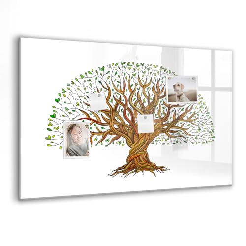 Tableau magnétique en verre 90x60 cm noir décor Arbre avec feutre