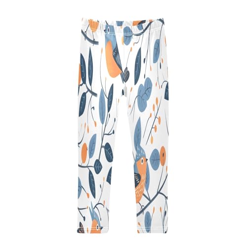 Toddler Girls Leggings Printed Yoga Pants Leggings Blue Orange Bird for Kids