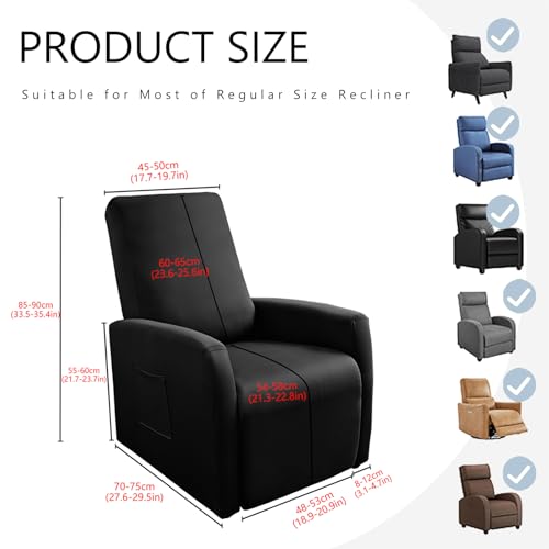 Funda para sillón reclinable pequeño negro elástica impermeable protectora Lazyboy 7