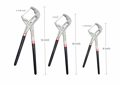3 Pieces Groove Joint Pliers Set,8/10/12 inch Adjustable Pliers Multi-Purpose Water Pump Pliers Tongue And Groove Plier Set for Home and Industrial Repair