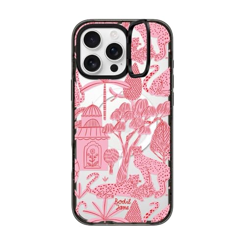 Coque iPhone 16 Pro Max CASETiFY transparent noir motif guépard avec anneau Magsafe