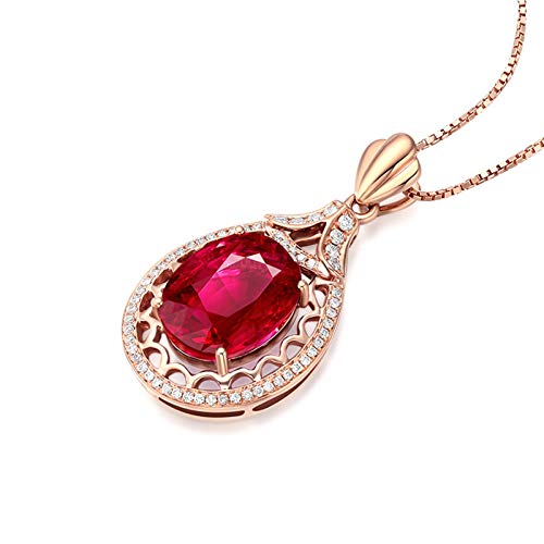 Daesar Colgantes de Oro Rosa 18K de Mujer Oval Hueca con Turmalina 4.8ct